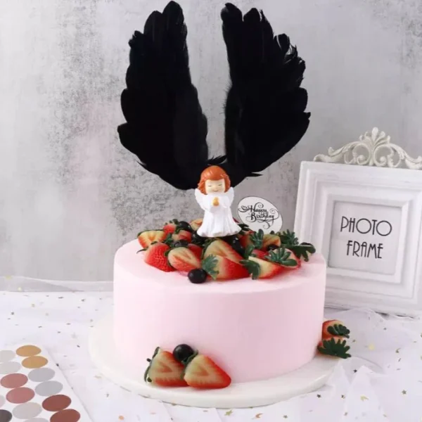 Black Feather Cake Topper - Image 2